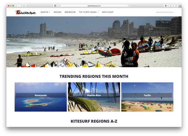 Global Kite Spots' home page.